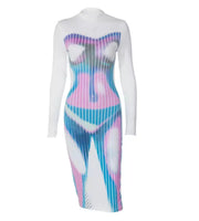 Body Search Thermal Printed Dress