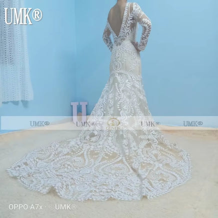 Vestido De Noiva Boho Wedding Dress Chic Lace Long Sleeve Beach Wedding Gowns Vintage Two Pieces Wedding Dresses