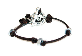 Mens Bracelet in Brown Deerskin and Bolt Nuts