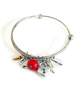 Valentine's Day Bangle in Silver, Coral and Hamsa.