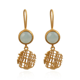 Aanya Circle Earrings in Aqua Chalcedony