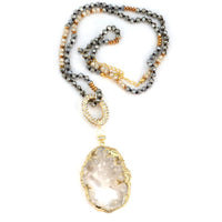 5 Way Druzy Beaded Necklace in Ivory