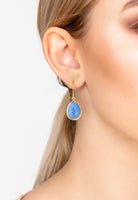 Petite Drop Earrings Dark Blue Chalcedony Gold