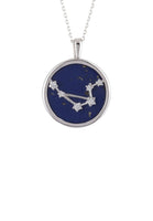 Zodiac Lapis Lazuli Gemstone Star Constellation Pendant Necklace Silver Libra