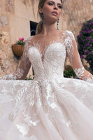 "Enchanting Abernathy Illusion Lace A-Line Tulle Wedding Dress - Your Dream Gown Awaits!"