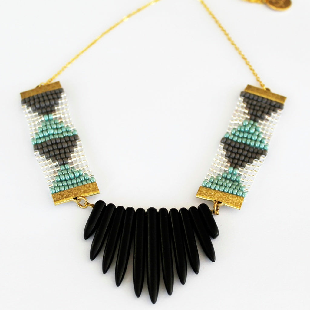 Adorn Spike Necklace - Grey and Green With Black Spikes - DIGITAL ...