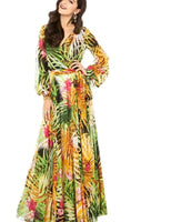 Long Sleeve Dress Tropical Green