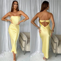 Satin Evening Club Maxi Dress