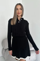 Long Sleeve Knitted Button Sweater Dress Suit Women