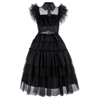 Black costume girls dress for Kids Black Family Costumes Halloween costumes girls Party Dress 4-13Y Black(dress+belt+hair+socks) 12-13 years