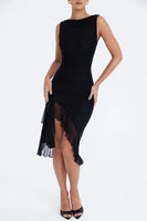 Elegant Ruffle Ruched Midi Dress