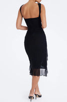 Elegant Ruffle Ruched Midi Dress