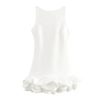 Fashion White Sleeveless Short Frill Dress