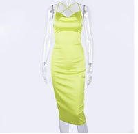 Neon Satin Lace Up Dress