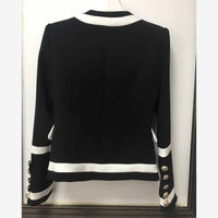 O'DRESSY -  Original New Fashion 2024 Designer Blazer Jacket Women's Classic Black White Color Block Metal Buttons Blazer