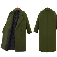 JAPPKBH - Original Autumn Winter Wool Long Coat Jacket Casual Double Breasted Christmas Blazer Outwear Elegant V-Neck Women Coat Bayan Mont