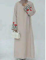 Floral Embroidery Muslim Dress for Women