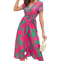 Beautiful Short Sleeved Printed Dress