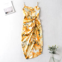 Vintage Yellow Tie Dye Spaghetti Dress