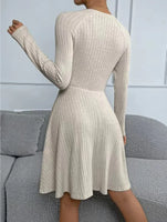 Stripe Long Sleeve Fleece Dress