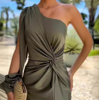 Elegant Asymmetric One Shoulder Long Dress for Women