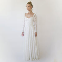 BLUSHFASHION - Original Ivory Sweetheart Lace Wedding Dress With Long Sleeves #1361