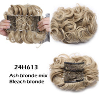 S-Noilite Synthetic LARGE Comb Clip in Curly Hair Extension Chignon Hair Pieces Women Updo Cover Hairpiece Extension Hair Bun