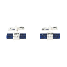 Original Cylindrical Cufflink Silver Blue Lapis Lazuli