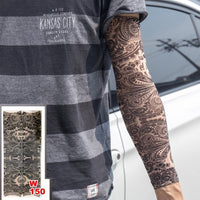 10 Pc Fake Temporary Tattoo Sleeves Tattoos Full Long Slip on Arm Tattoo Sleeve Kit Men Elastic Nylon Glove Tattoos Black Skull Design