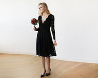 BLUSHFASHION - Original Black Lace Long Sleeve Midi Dress