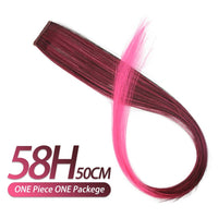 Pageup Rainbow Hair Extension Clip One Piece Synthetic Fake Colored Hair Pieces Pink Long 20" False Clip in Hair Extensions