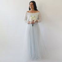 BLUSHFASHION - Original Curvy  Off-Shoulder Two Colors Wedding Dress #1134