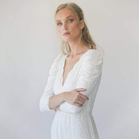 BLUSHFASHION - Original Ivory Puffed Sleeves  Wedding Dress #1283