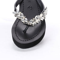 Original Shoes Greenwich - Rhinestone Mid Wedge Flip Flops