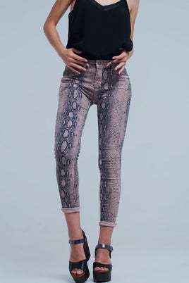 Q2 - Original Reversible Animal Print Pink Jeans