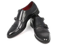 Paul Parkman Men's Cap-Toe Double Monkstraps Gray & Black (ID#0457-GRY)