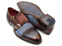 Paul Parkman Captoe Double Monkstrap Antique Blue & Brown Suede (ID#045AN14)