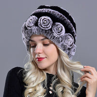 Original Women's Winter Warm Rabbit Hats With Pearls Fashion Female Ball Caps