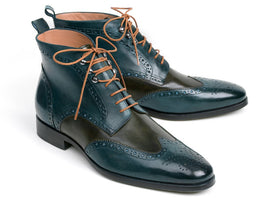 Paul Parkman Wingtip Ankle Boots Dual Tone Green & Blue (ID#PT777GRN)