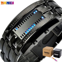 SKMEI Fashion Creative Sport Watch Men Stainless Steel Strap LED Display Watches 5Bar Waterproof Digital Watch Reloj Hombre 0926