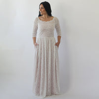 BLUSHFASHION - Original Curvy Ivory Nude Off Shoulder Wedding  Dress #1264