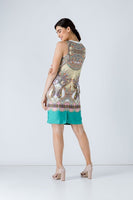 CONQUISTA FASHION - Original Turquoise Paisley Sleeveless Dress