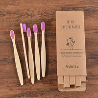 5Pcs Adults Soft Bristles Toothbrush Colorful Dental Eco Friendly Oral Care Bamboo Teeth Brushes Individual Package Toothbrush