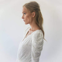 BLUSHFASHION - Original Ivory Puffed Sleeves  Wedding Dress #1283