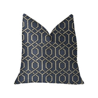 Midnight Padlock Blue, Black and Beige Luxury Throw Pillow