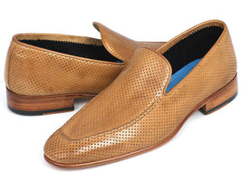 Paul Parkman Perforated Leather Loafers Beige (ID#874-BEJ)