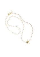 Original Honey Bee Pearl Gemstone Long Necklace Gold