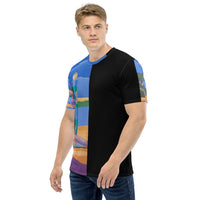 Men's T-Shirt Fashion Blue Black Graphic Designs Sharon Tatem Fashions