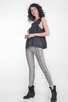 Q2 - Original Beige Super Skinny Reversible Pants With Snake Print