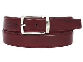 PAUL PARKMAN Men's Leather Belt Hand-Painted Bordeaux (ID#B01-BRD)